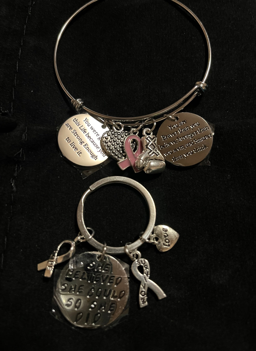 Breast Cancer Charm with Keychain