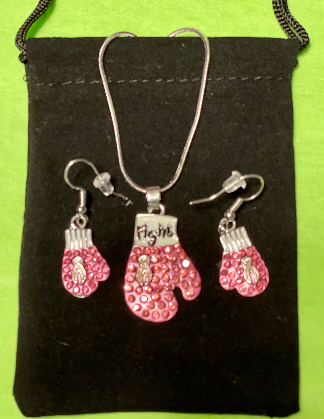 Breast Cancer Awareness Necklace and Earring Set